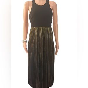 Gap Black & Gold Sleeveless Knit Pleated Skirt Dress